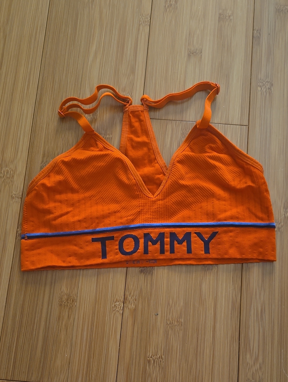 Tommy Hilfiger Vibrant Orange Ribbed Bralette with Logo - S